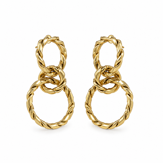 Boucles d’oreilles Double Anneaux Gold – Acier Inoxydable