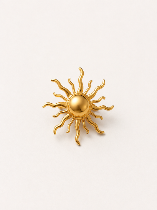 Bague Soleil Dorée Ajustable – Acier Inoxydable