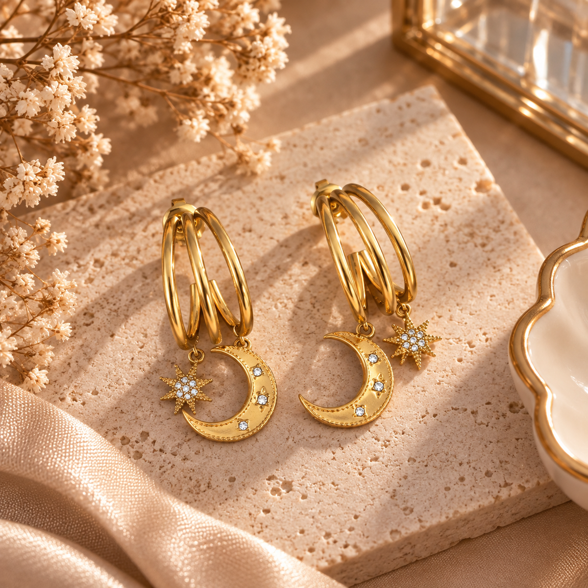 Boucles d’oreilles Estrella – Lune & Étoile