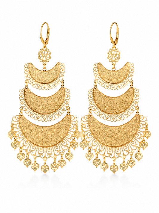 Boucles d’Oreilles Bohème Dorées Cœur – Acier Inoxydable