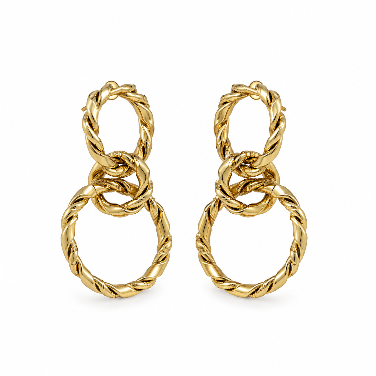 Boucles d’oreilles Double Anneaux Gold – Acier Inoxydable
