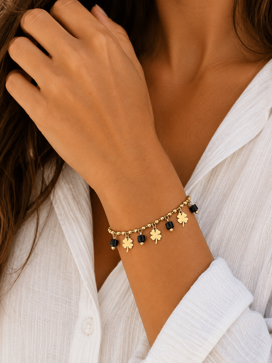 Bracelet Porte-Bonheur Noir & Or