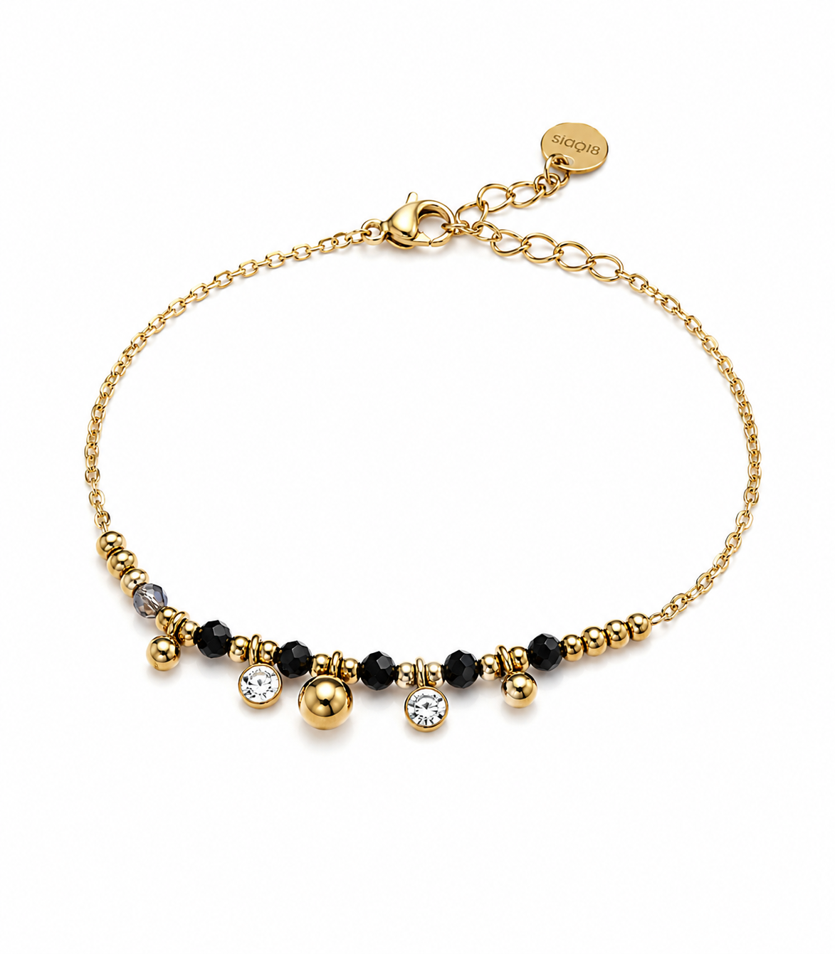 Bracelet Stella Noir – Acier inoxydable & cristaux élégants
