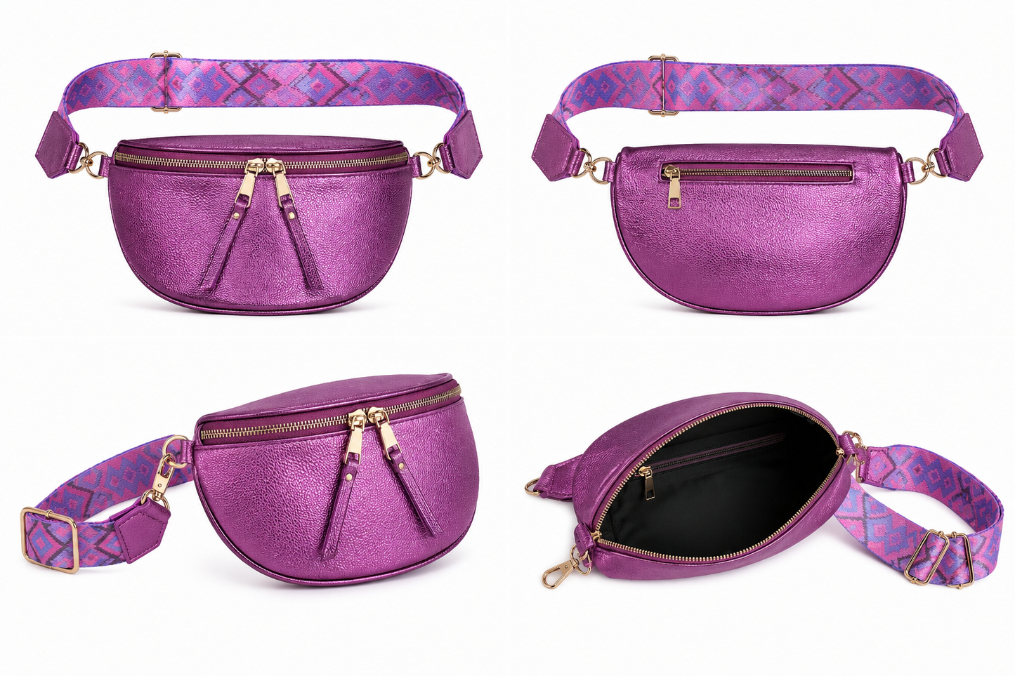 Sac Banane Rose Puppy Métallisé – Sangle Tendance & Bouclerie Dorée