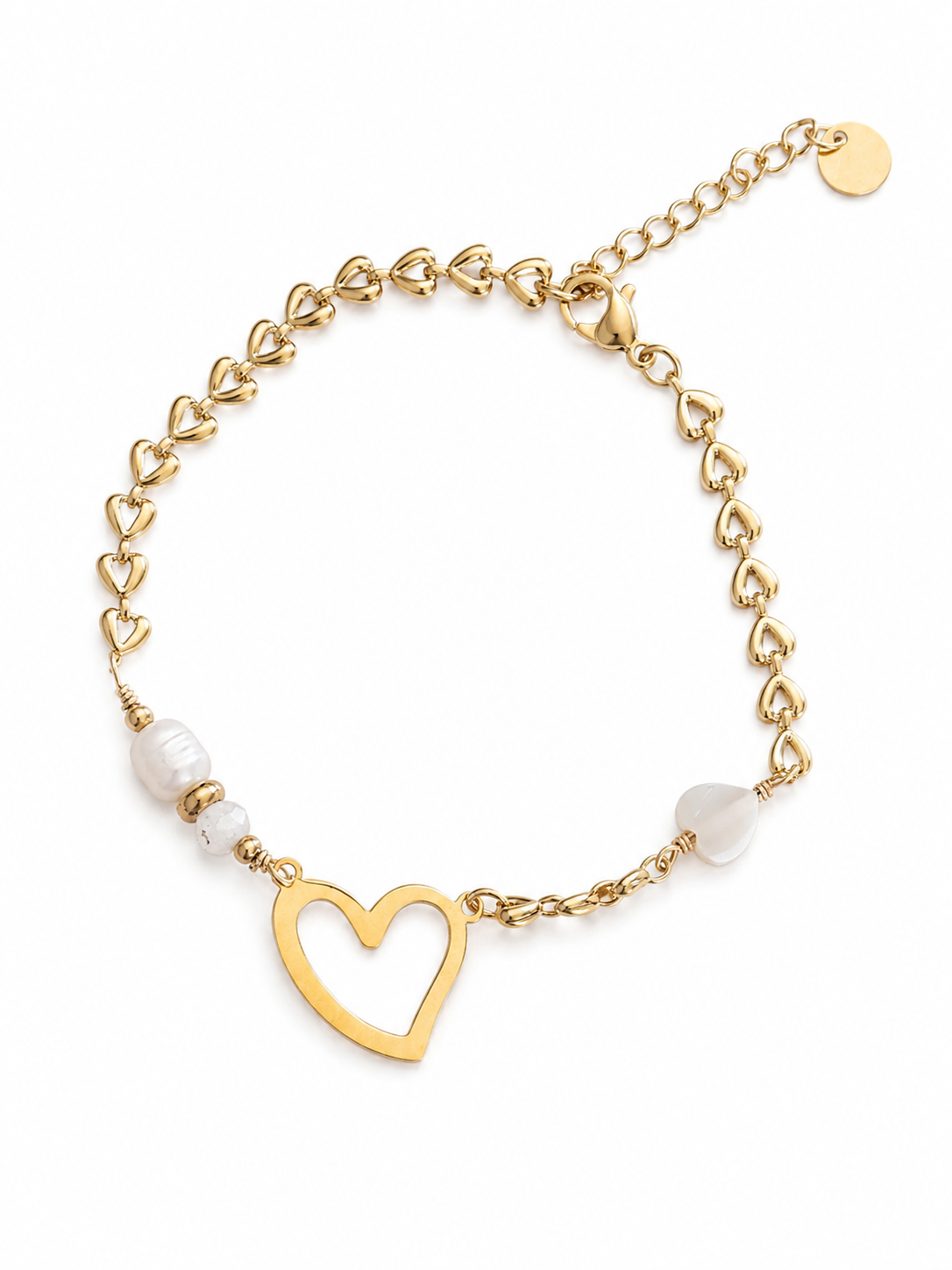 Bracelet Cœur Acier Inoxydable Doré