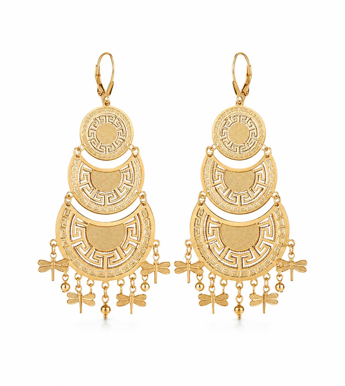 Boucles d’oreilles bohème dorées « Libellule »