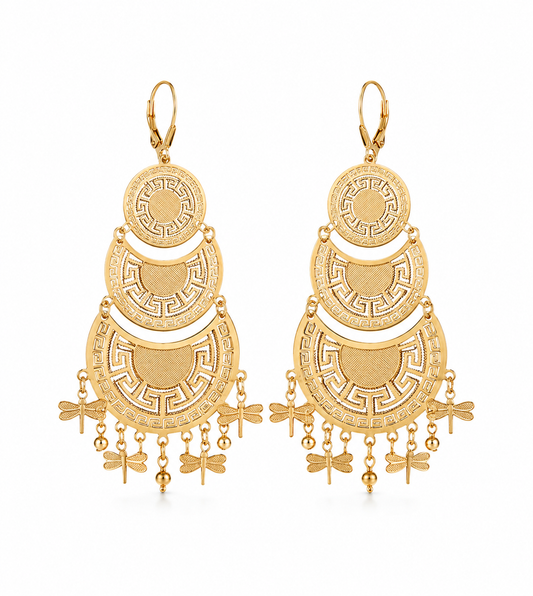 Boucles d’oreilles bohème dorées « Libellule »