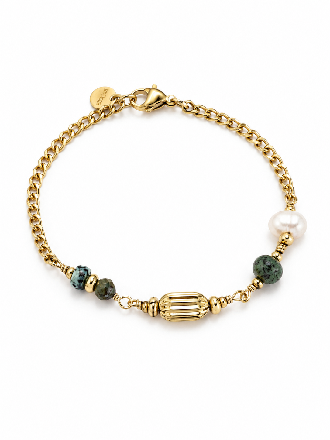 Bracelet Perle Jade Doré – Acier Inoxydable