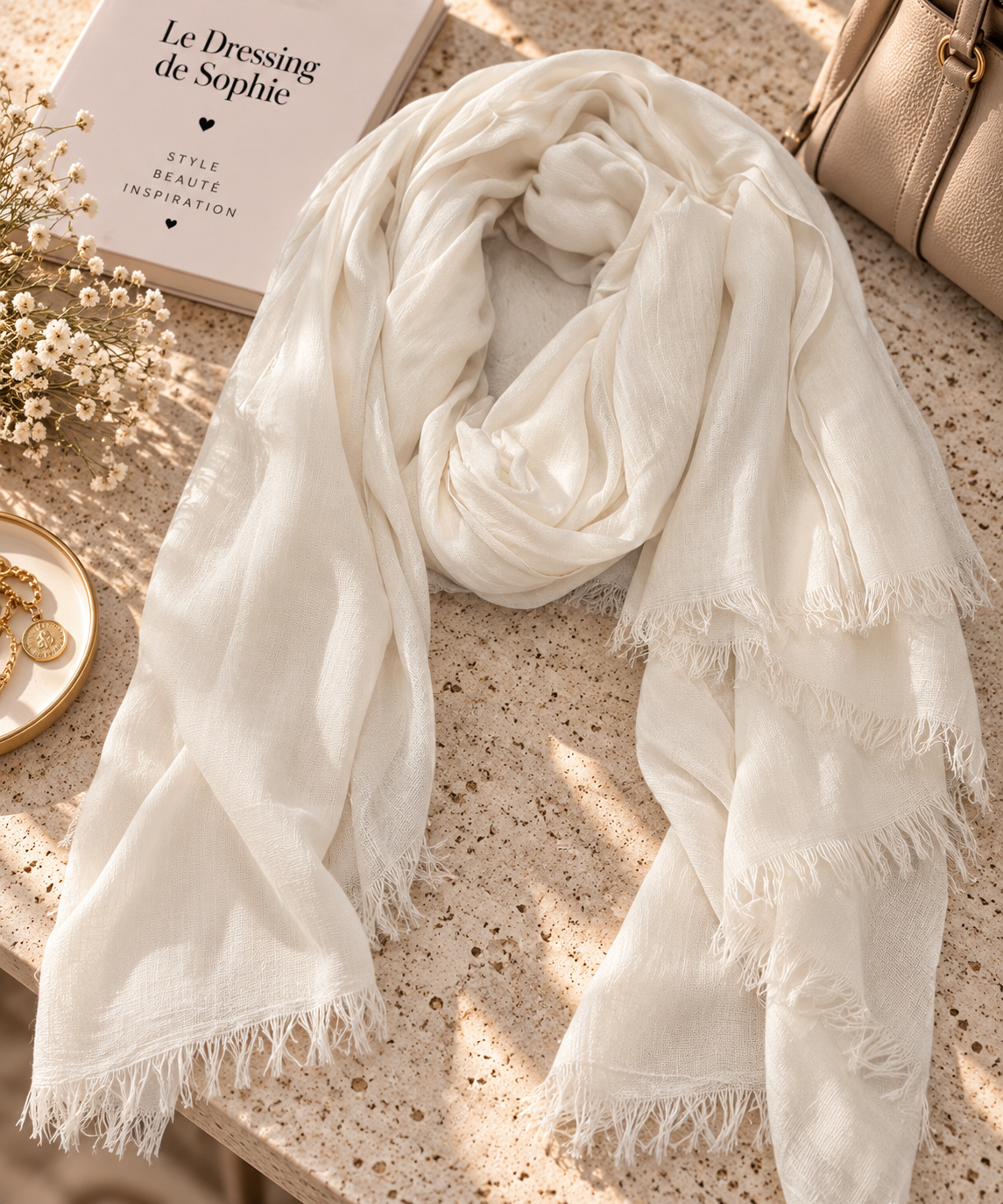 Chèche Victoria – Écru beige