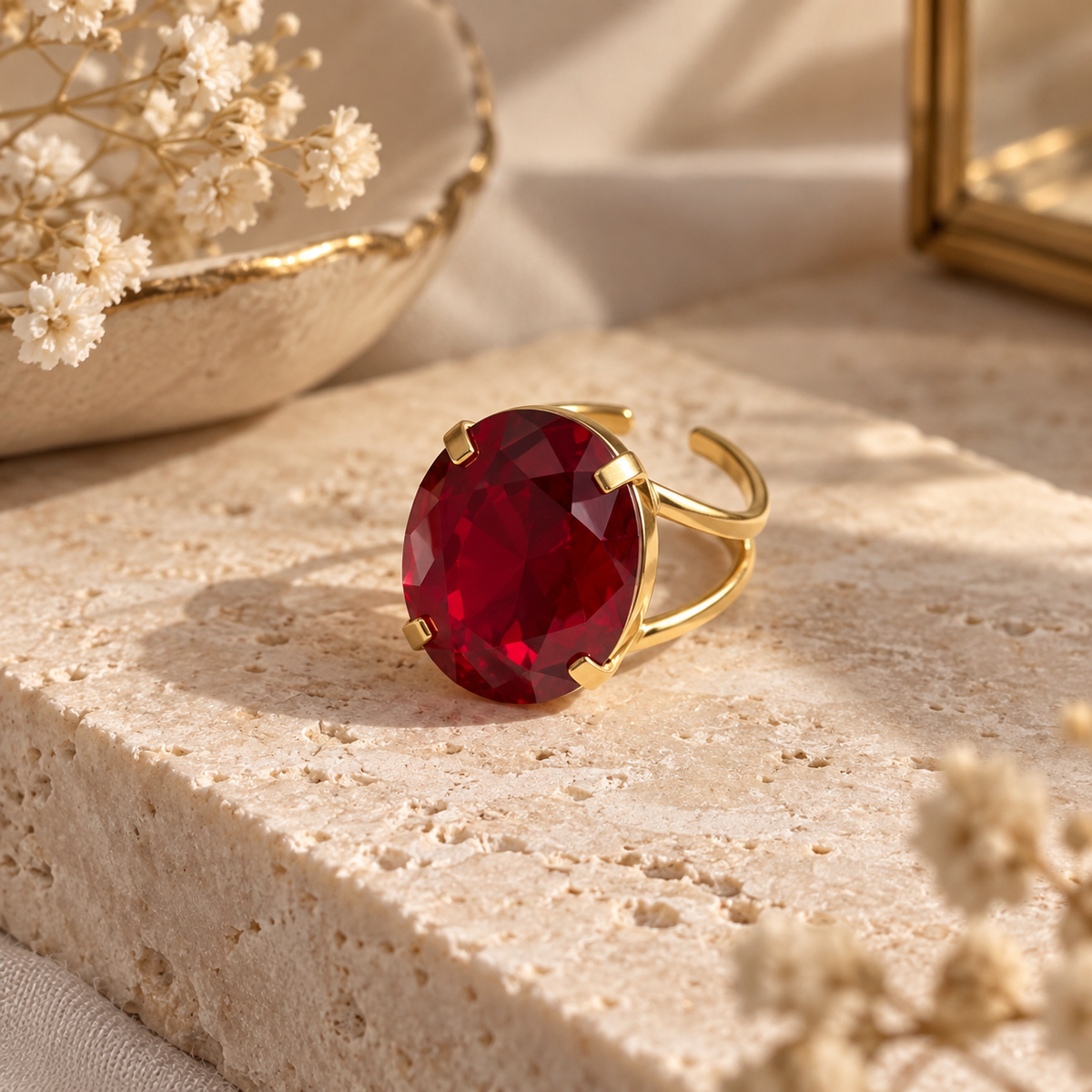 Bague Ginevra – Rouge & Doré
