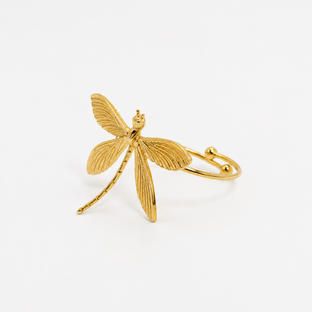 Bague Libellule Dorée Ajustable – Acier Inoxydable