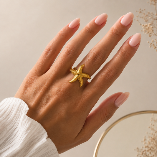 Bague Étoile de Mer Dorée Ajustable