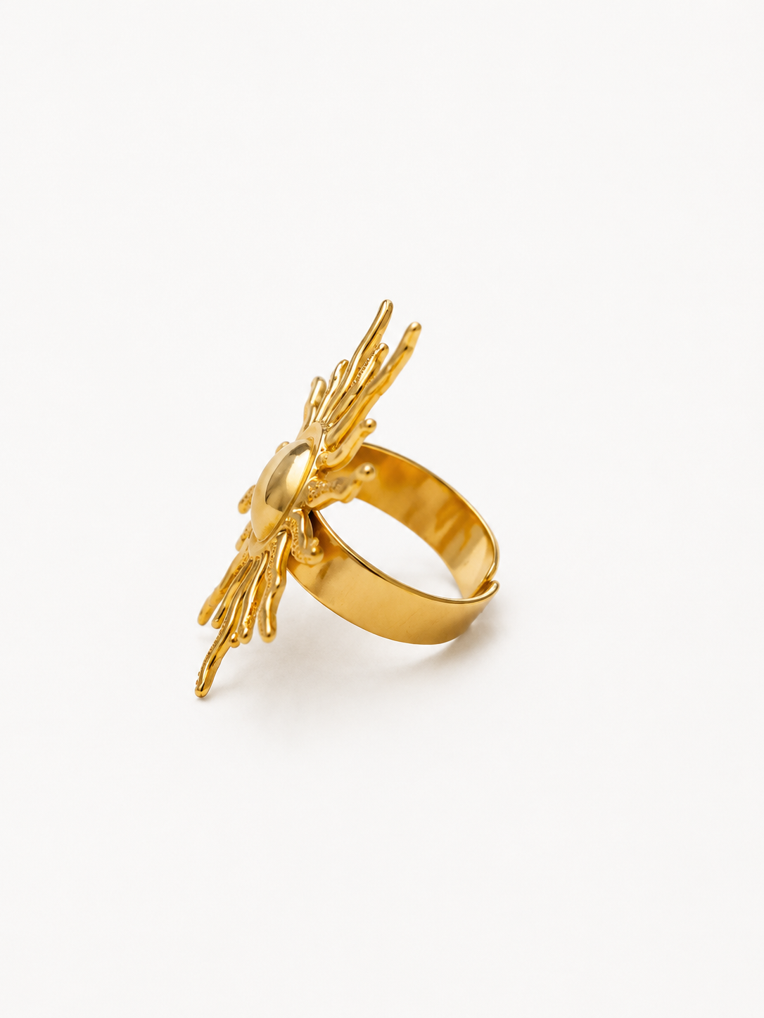 Bague Soleil Dorée Ajustable – Acier Inoxydable