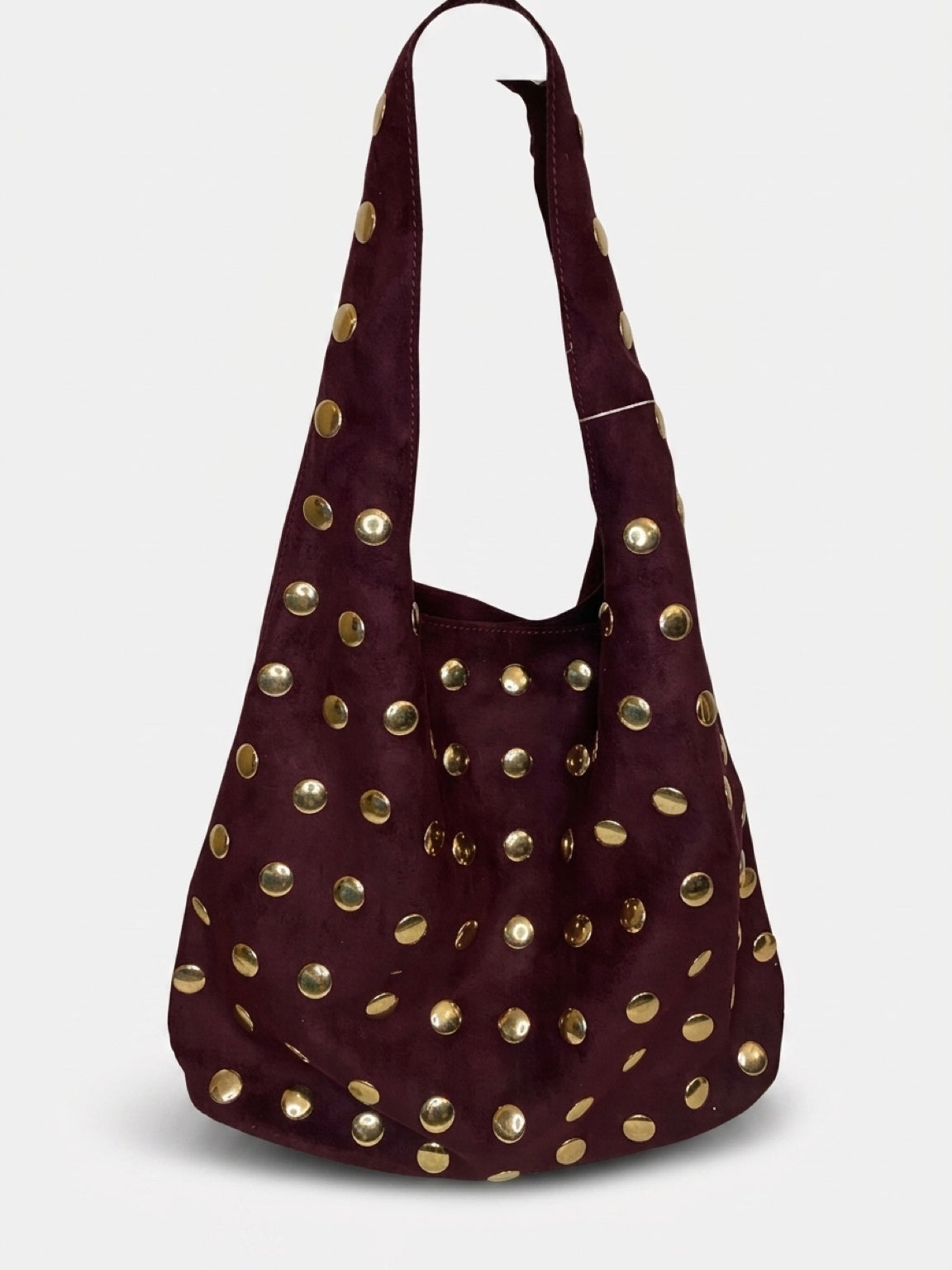 Sac Nola en suédine cloutée – Bordeaux